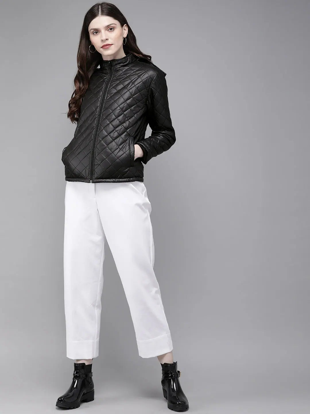 Black Quilted Puffer Jacket | Stylish Women's Winter Coat
