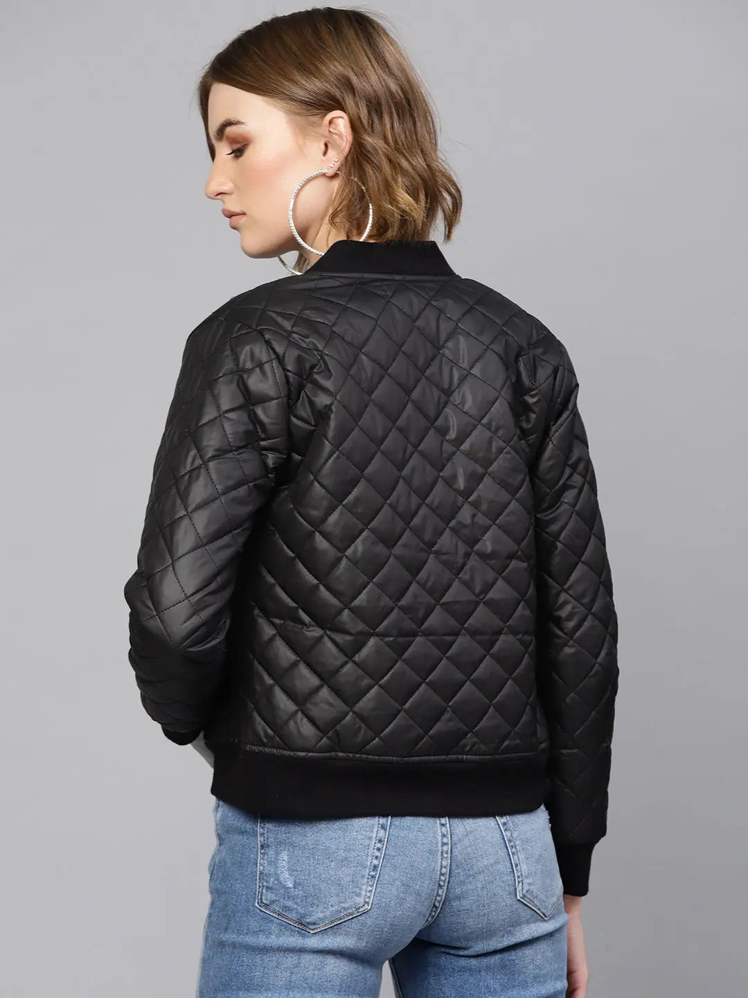 Women's Black Bomber Jacket - Stylish Winter Coats & Outerwear