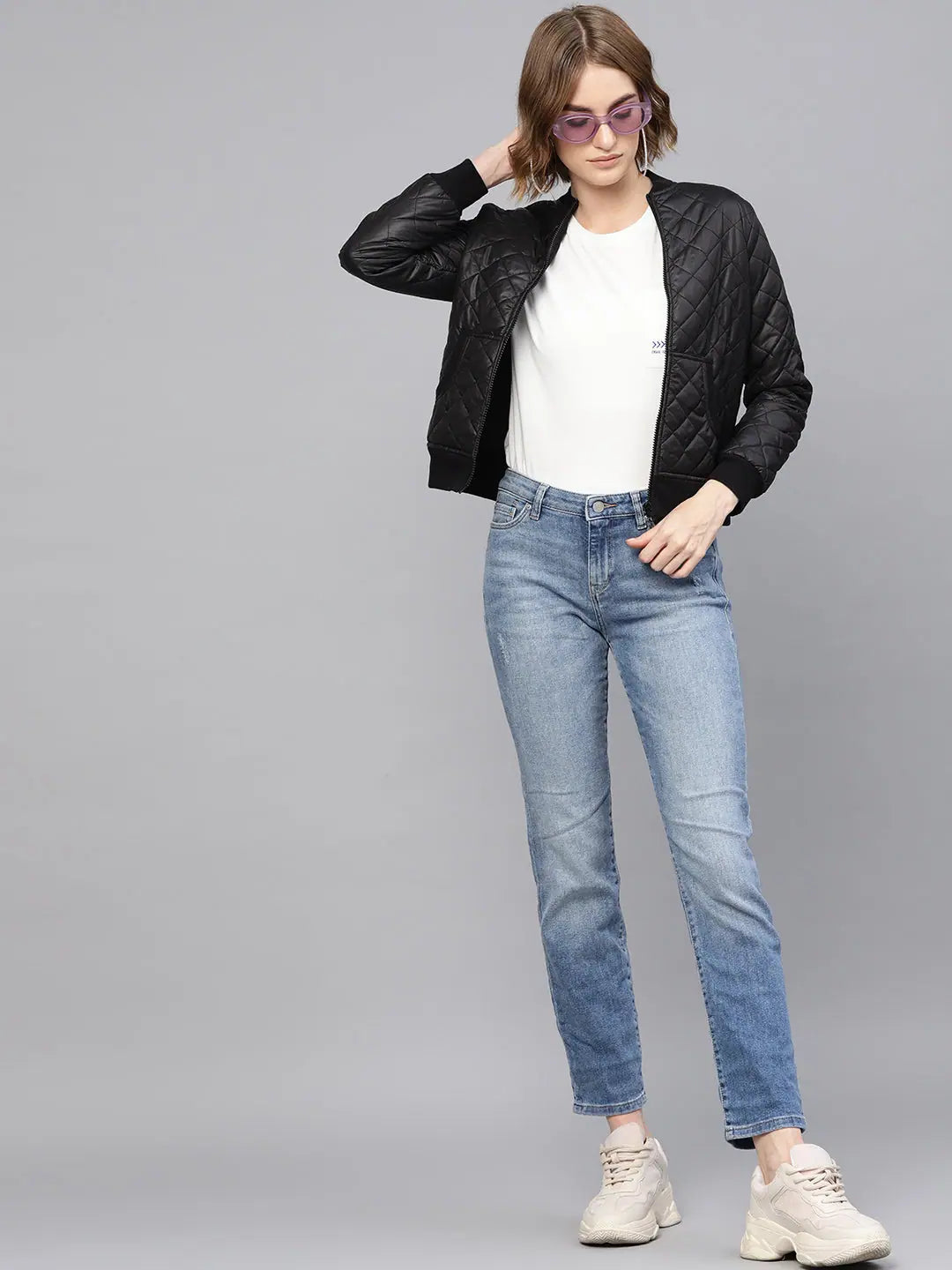 Women's Black Bomber Jacket - Stylish Winter Coats & Outerwear