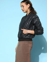 Women Solid Standard Black Jacket