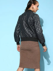 Women Solid Standard Black Jacket