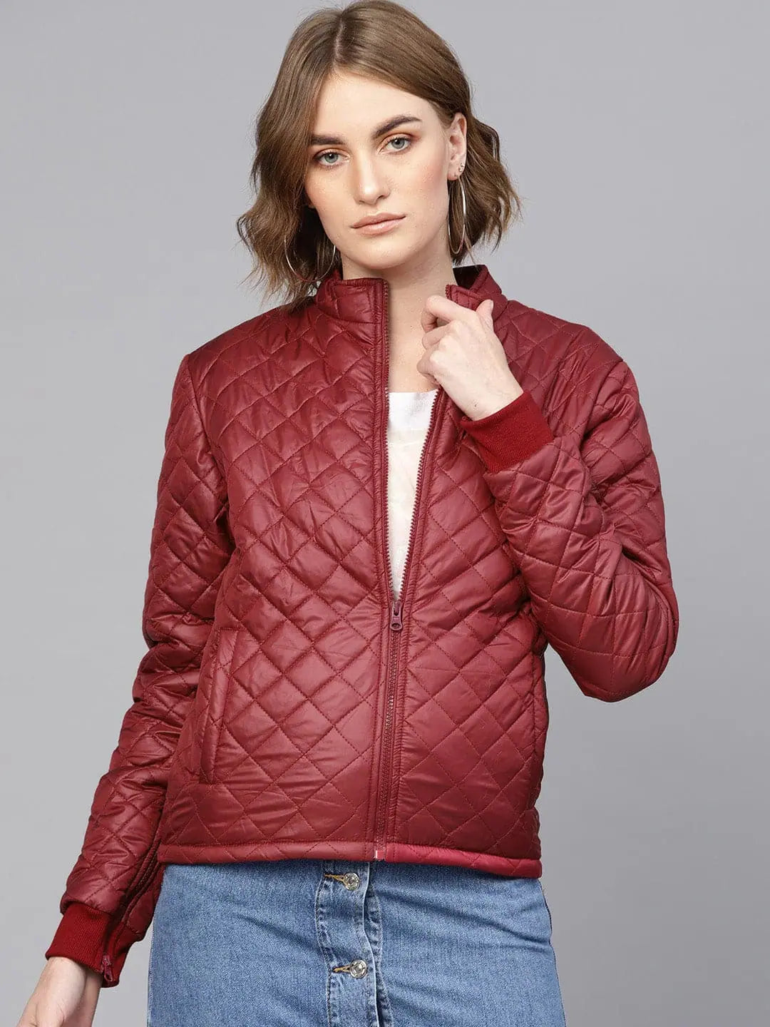 Women's Burgundy Jacket - Trendy Fashion Jackets & Outerwear