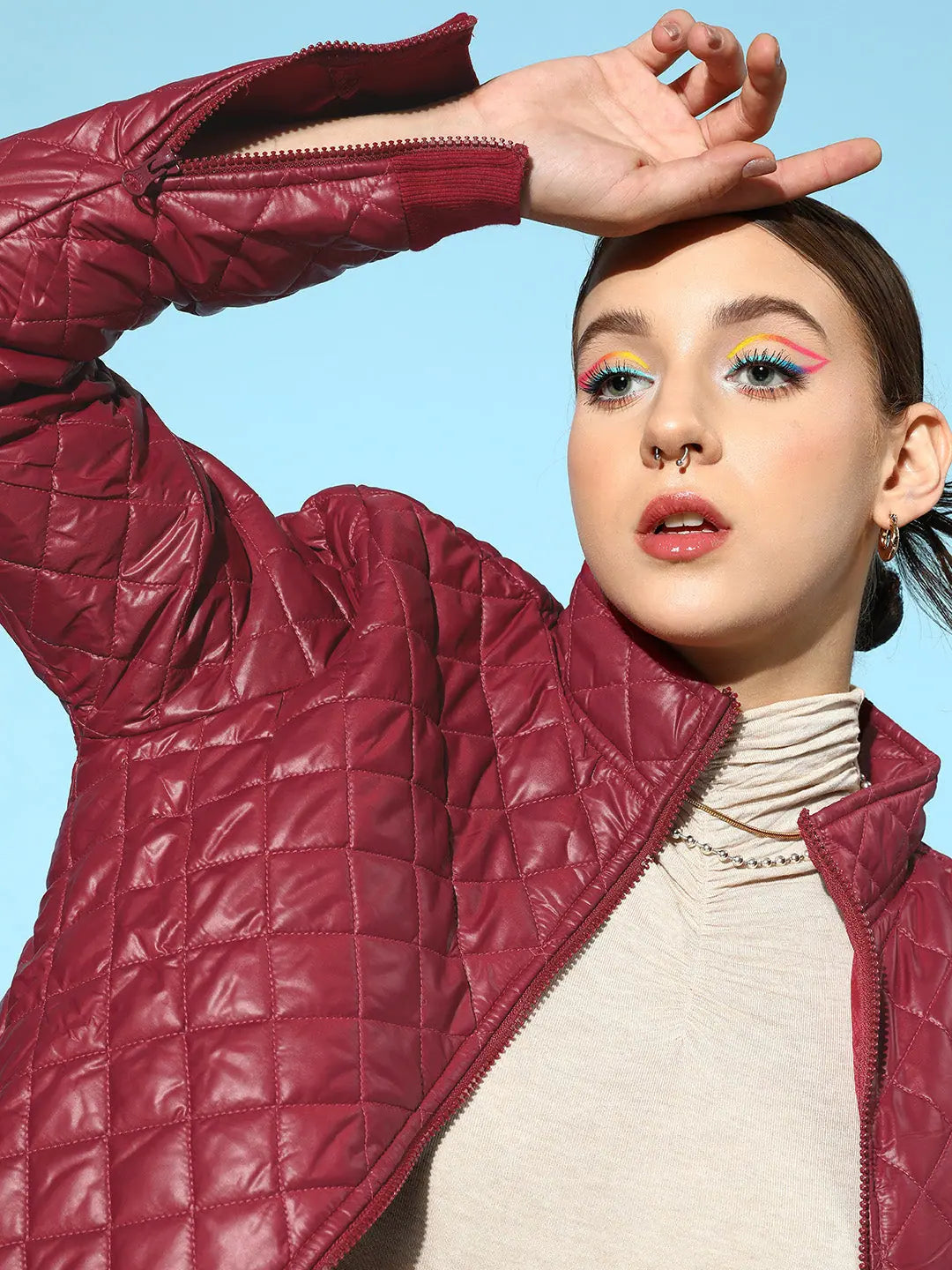 Burgundy Quilted Jacket | Women's Trendy Jackets & Outerwear