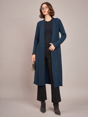 Women Teal Rib Longline Shrug-SFJCKT6228