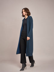 Women Teal Rib Longline Shrug-SFJCKT6228