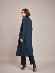 Women Teal Rib Longline Shrug-SFJCKT6228