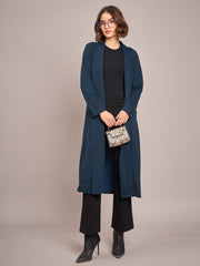 Women Teal Rib Longline Shrug-SFJCKT6228