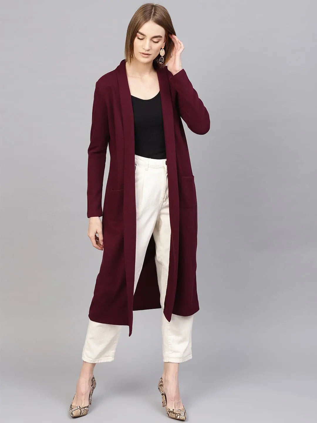 Women's Burgundy Shrug - Trendy Fashion Jackets & Outerwear