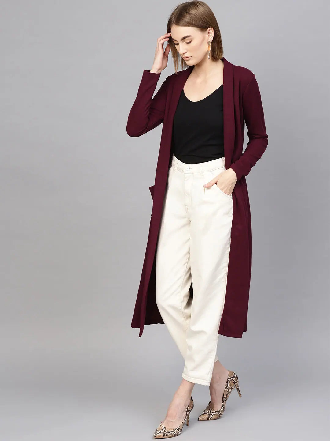 Women's Burgundy Shrug - Trendy Fashion Jackets & Outerwear