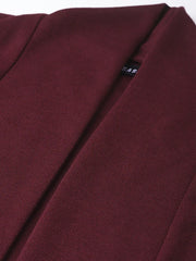 Women Solid Burgundy Full Sleeve Jacket