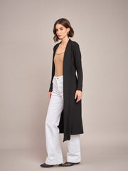 Women Black Rib Longline Shrug-SFJCKT6230