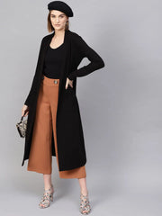 Women Solid Black Full Sleeve Jacket