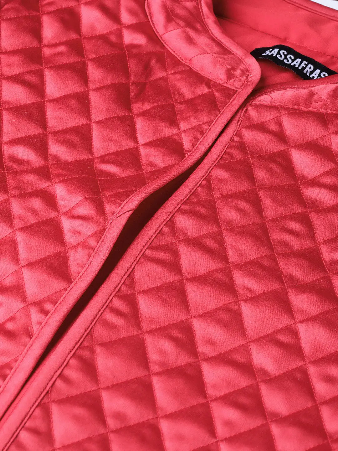 Women's Red Quilted Jacket - Trendy Fashion Jacket