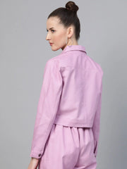 Women Solid Standard Purple Jacket