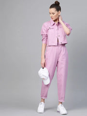 Women Solid Standard Purple Jacket