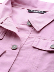 Women Solid Standard Purple Jacket