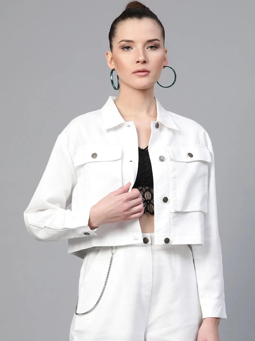 White Denim Jacket - Women's Fashion Jackets & Women's Outerwear
