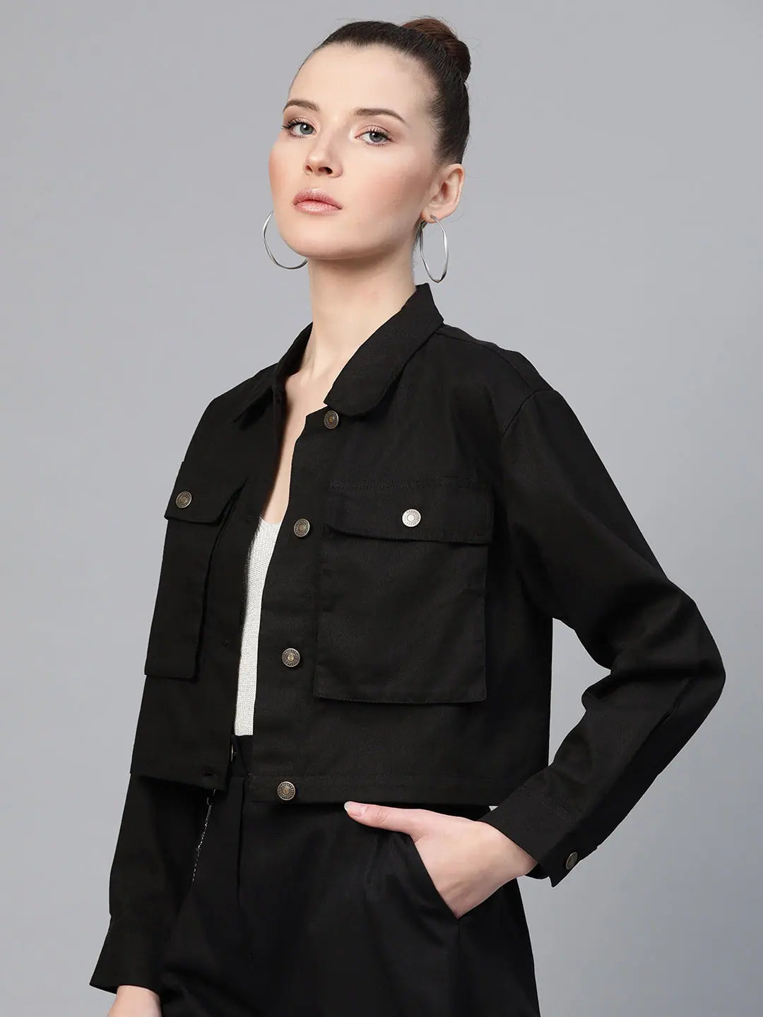 Black Denim Jacket - Trendy Women's Fashion Jackets & Outerwear - Style 1