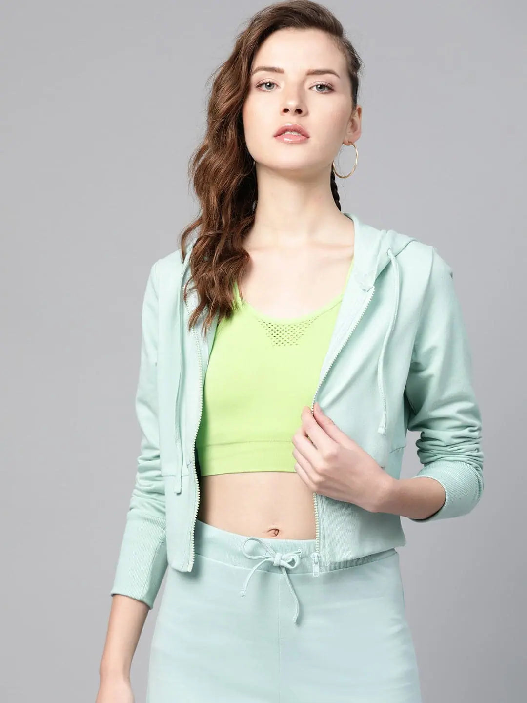 Sea Green Hooded Jacket - Women's Fashionable Outerwear