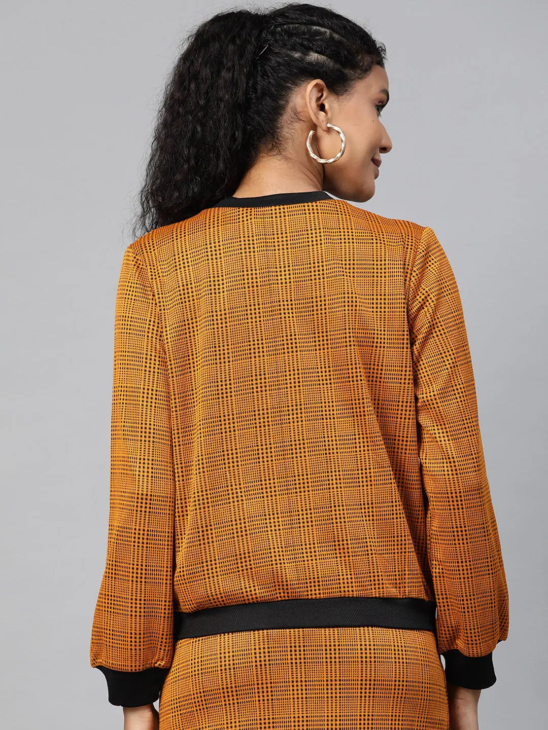 Mustard Check Bomber - Women's Fashion Trendy Jackets
