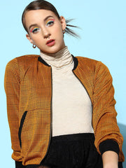 Women Printed Standard Mustard Jacket