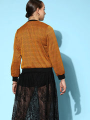 Women Printed Standard Mustard Jacket