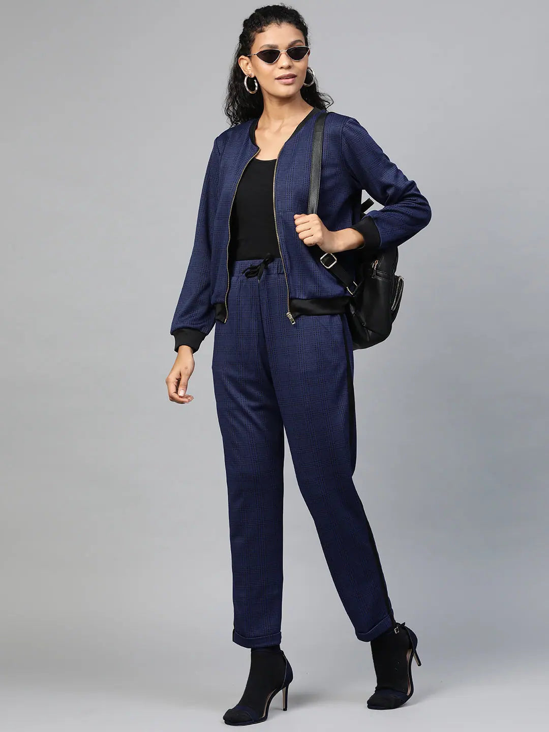 Navy Printed Bomber Jacket | Women's Fashion Winter Coats