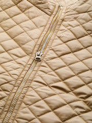 Women Solid Beige Sleeveless Jacket