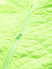 Women Solid Green Sleeveless Jacket