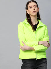 Women Solid Green Full Sleeve Jacket