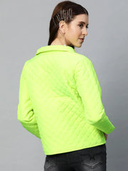 Women Solid Green Full Sleeve Jacket