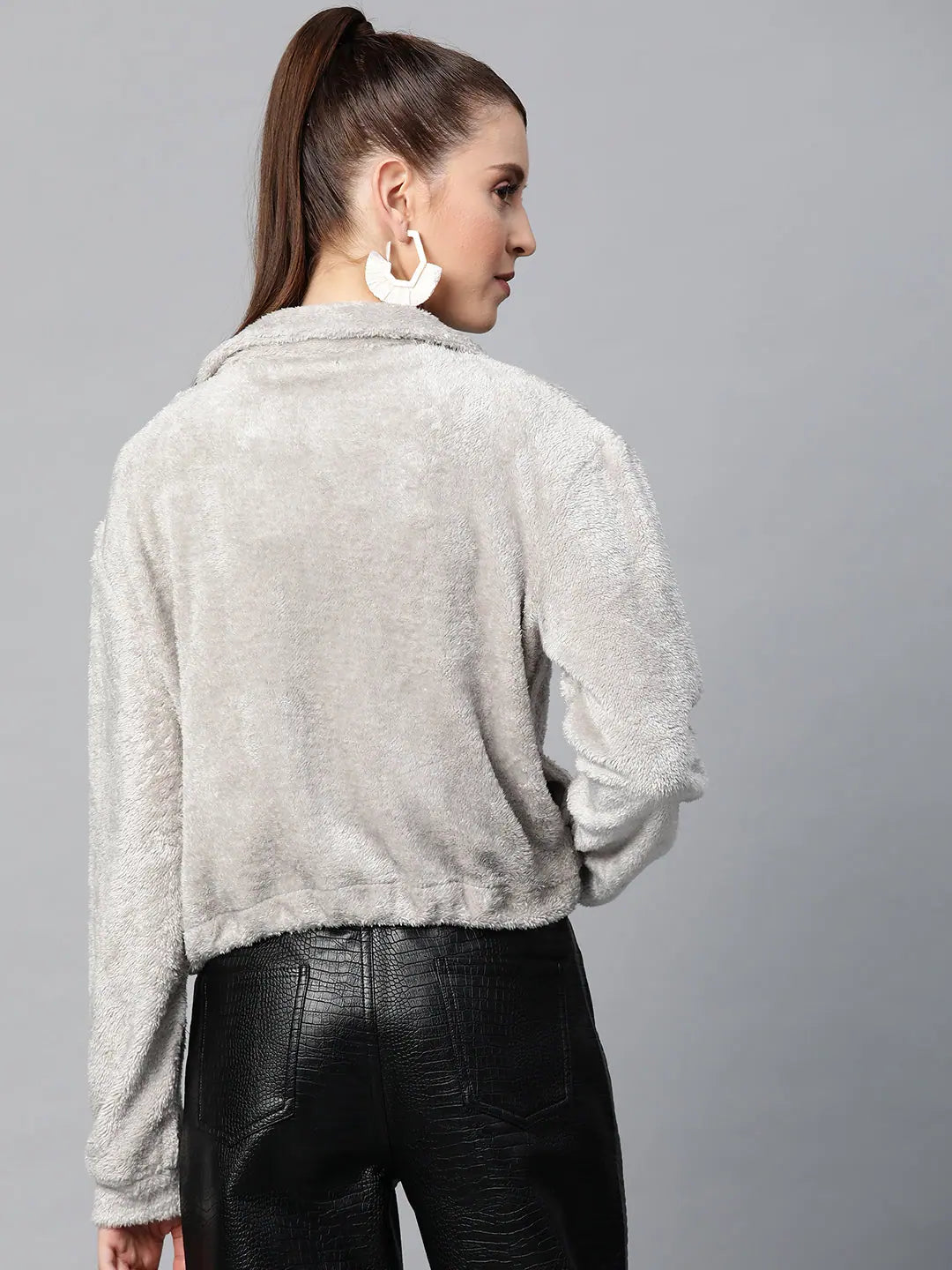 Grey Faux Fur Jacket | Trendy Women's Winter Coats & Outerwear