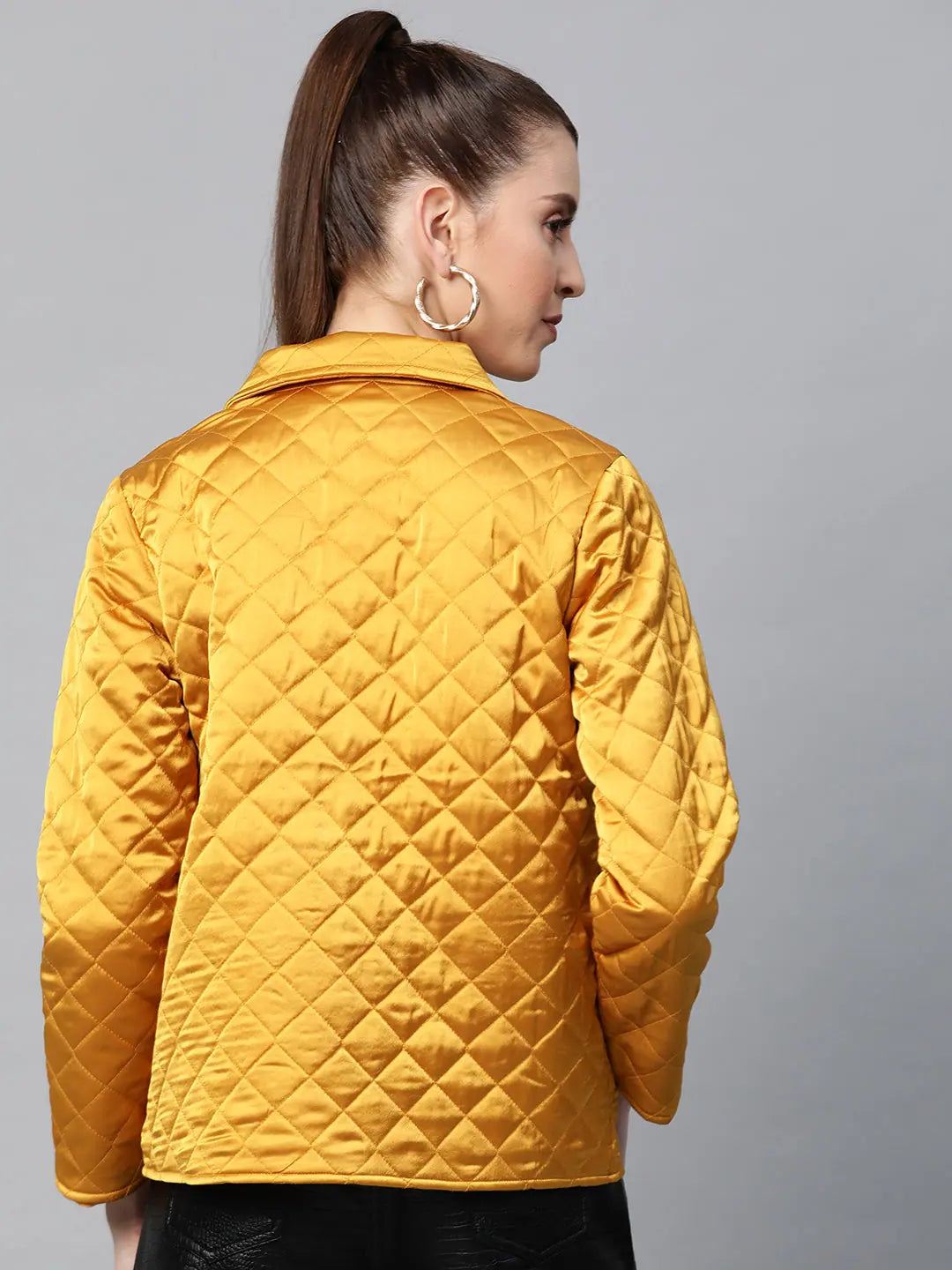 Mustard Satin Jacket - Women's Winter Coat & Fashion Jacket