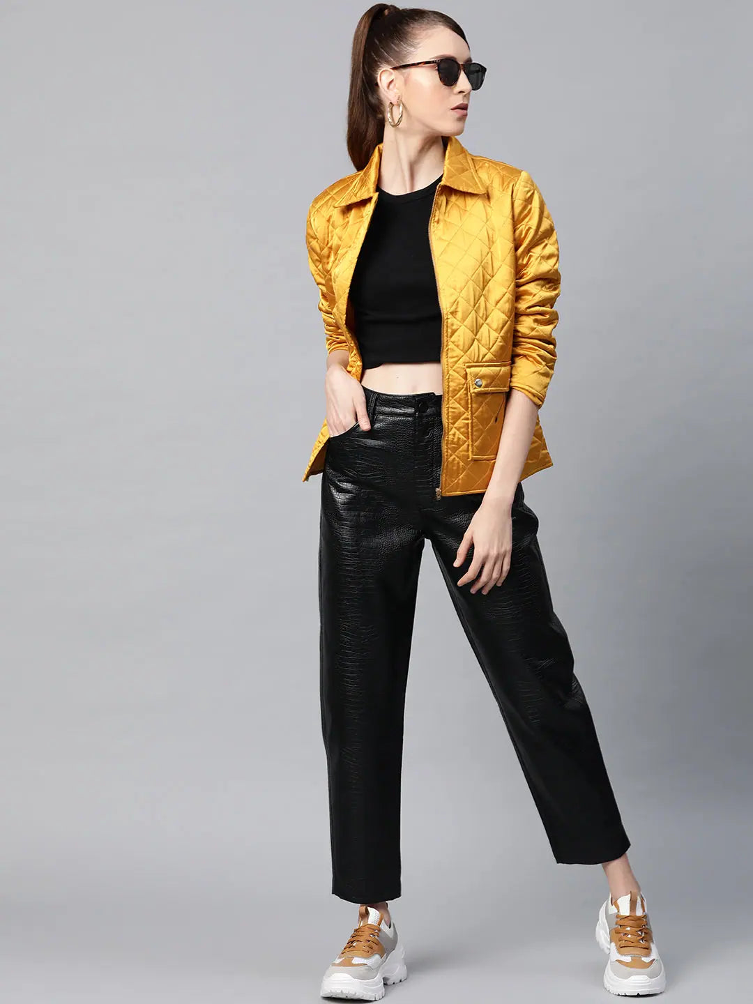 Mustard Satin Jacket - Women's Winter Coat & Fashion Jacket