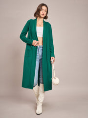Women Emerald Rib Front Open Longline Shrug-SFJCKT6364