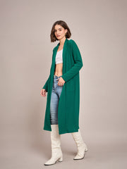 Women Emerald Rib Front Open Longline Shrug-SFJCKT6364