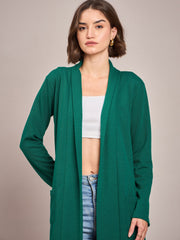 Women Emerald Rib Front Open Longline Shrug-SFJCKT6364