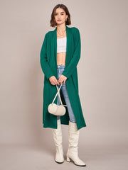 Women Emerald Rib Front Open Longline Shrug-SFJCKT6364