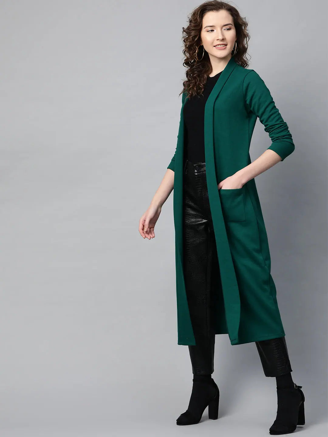 Green Longline Shrug - Women's Fashion Jackets and Outerwear