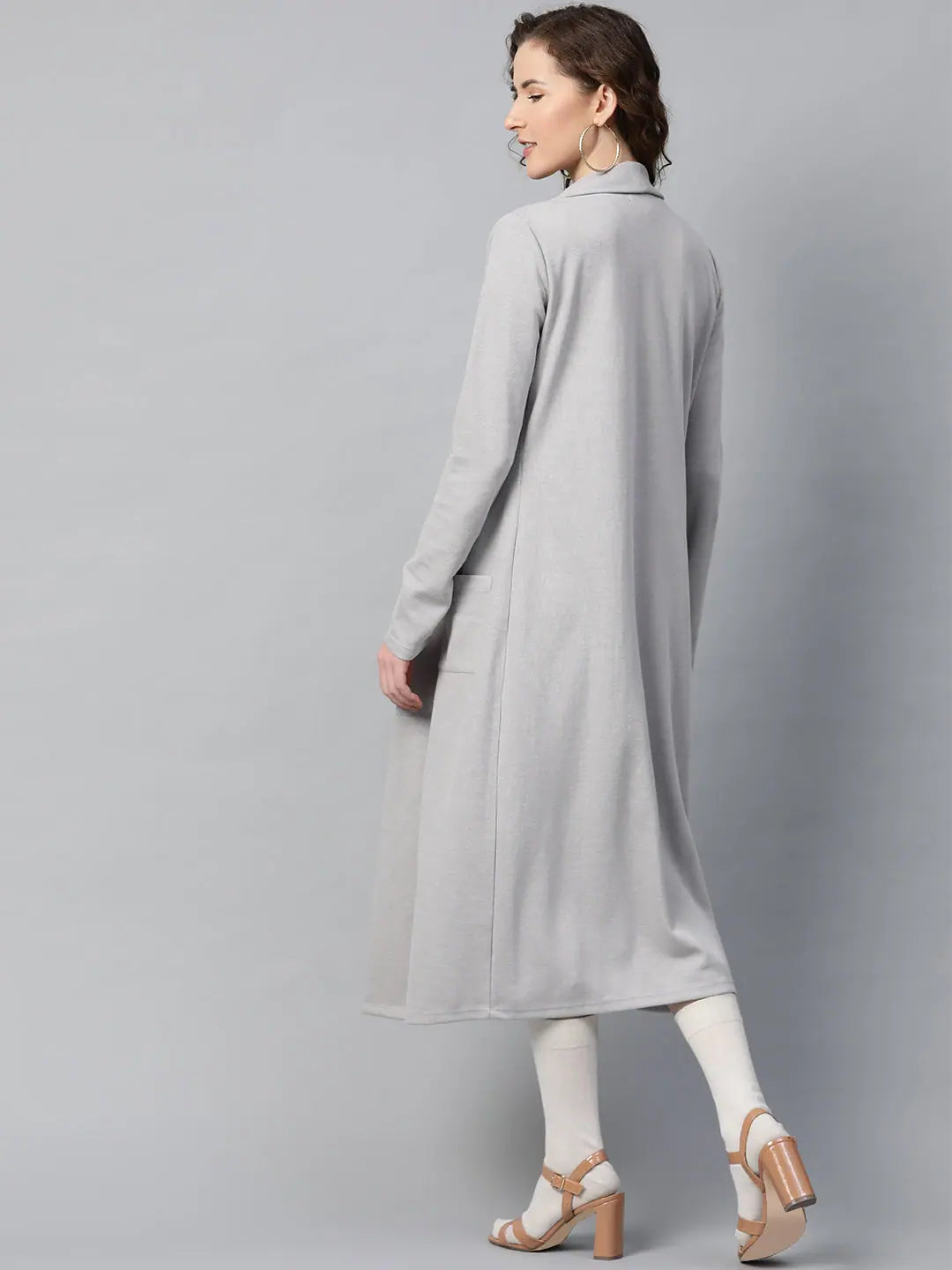 Grey Longline Shrug: Women's Fashionable Outerwear Jackets