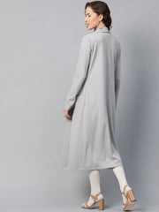 Women Solid Grey Full Sleeve Jacket