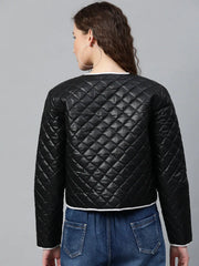 Women Solid Black Full Sleeve Jacket
