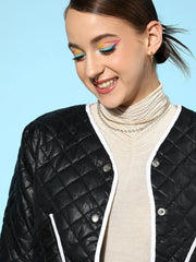 Women Solid Standard Black Jacket
