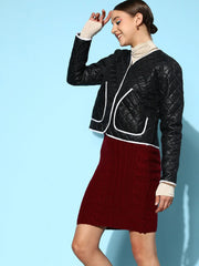 Women Solid Standard Black Jacket