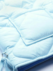 Women Solid Blue Collared Neck Full Sleeve Jacket