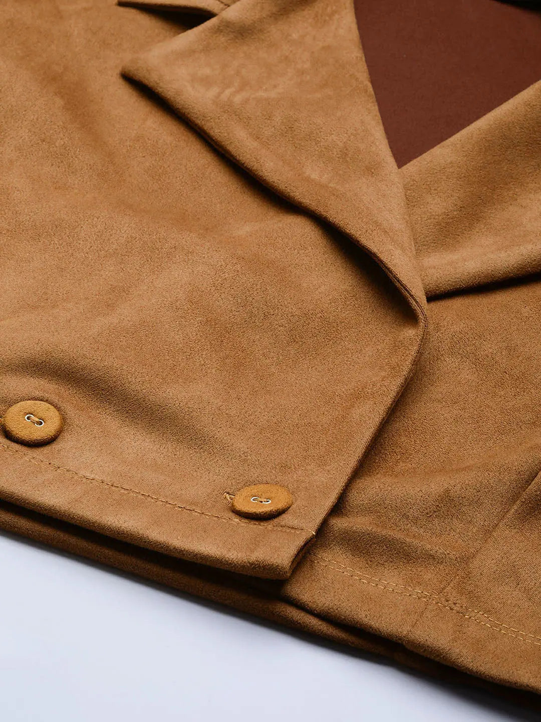 Brown Suede Crop Blazer - Trendy Women's Fashion Jackets Online