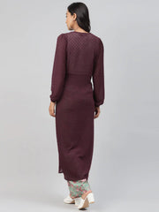 Women Solid Burgundy Full Sleeve Jacket