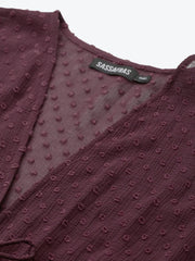 Women Solid Burgundy Full Sleeve Jacket