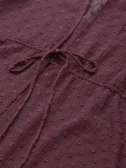 Women Solid Burgundy Full Sleeve Jacket