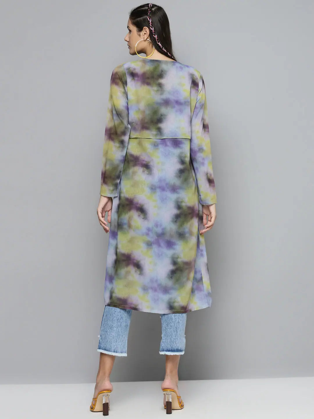 Yellow Print Jacket - Trendy Women's Outerwear, Georgette Shrug